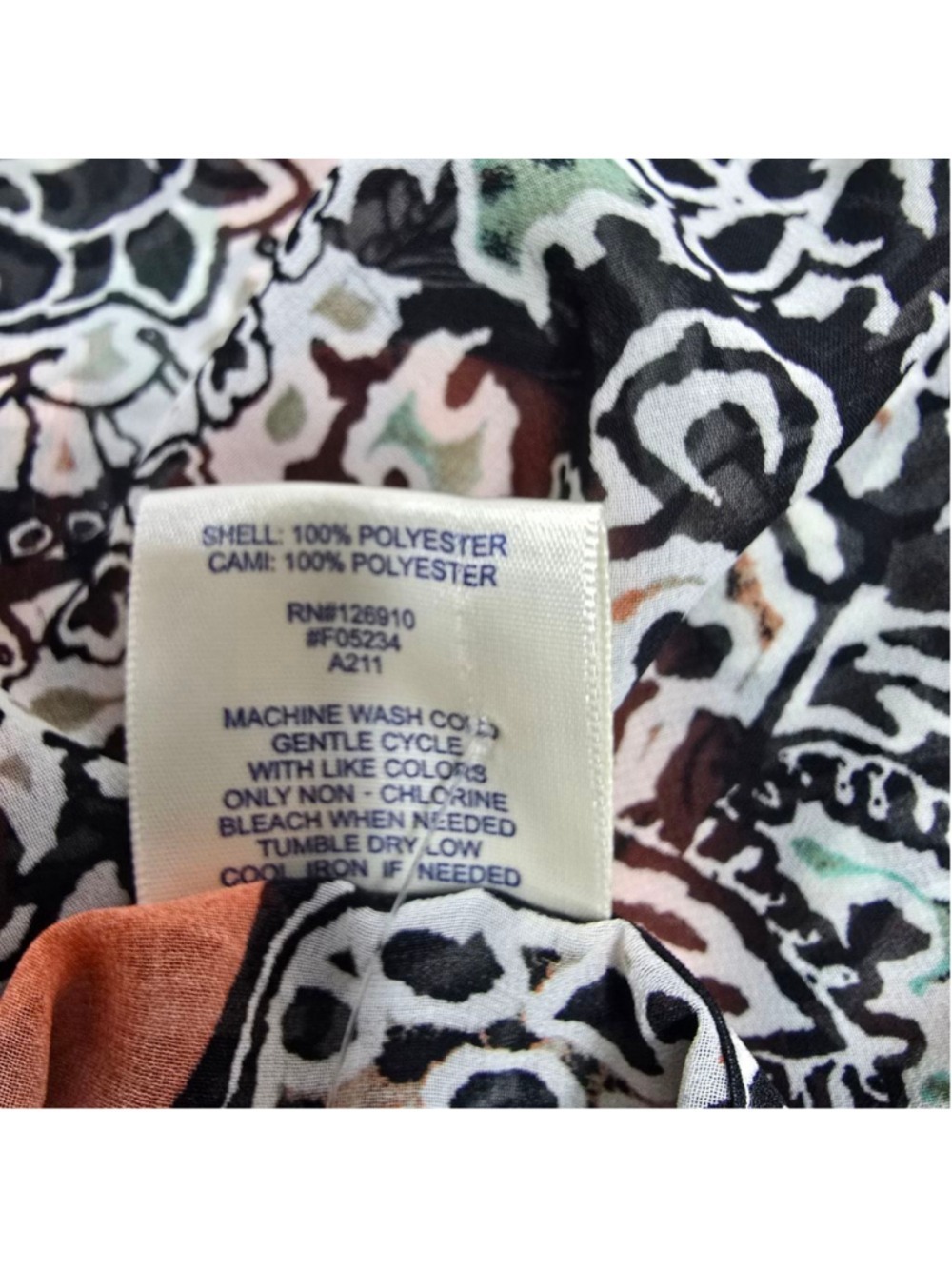 Women's BEDFORD FAIR Orange Black Floral Tunic Top 2X - Picture 5 of 5
